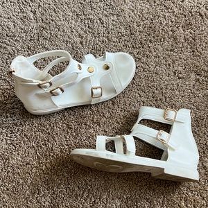 White sandals with gold accents - kids